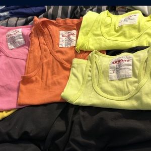 Five different color tank tops brand zenana